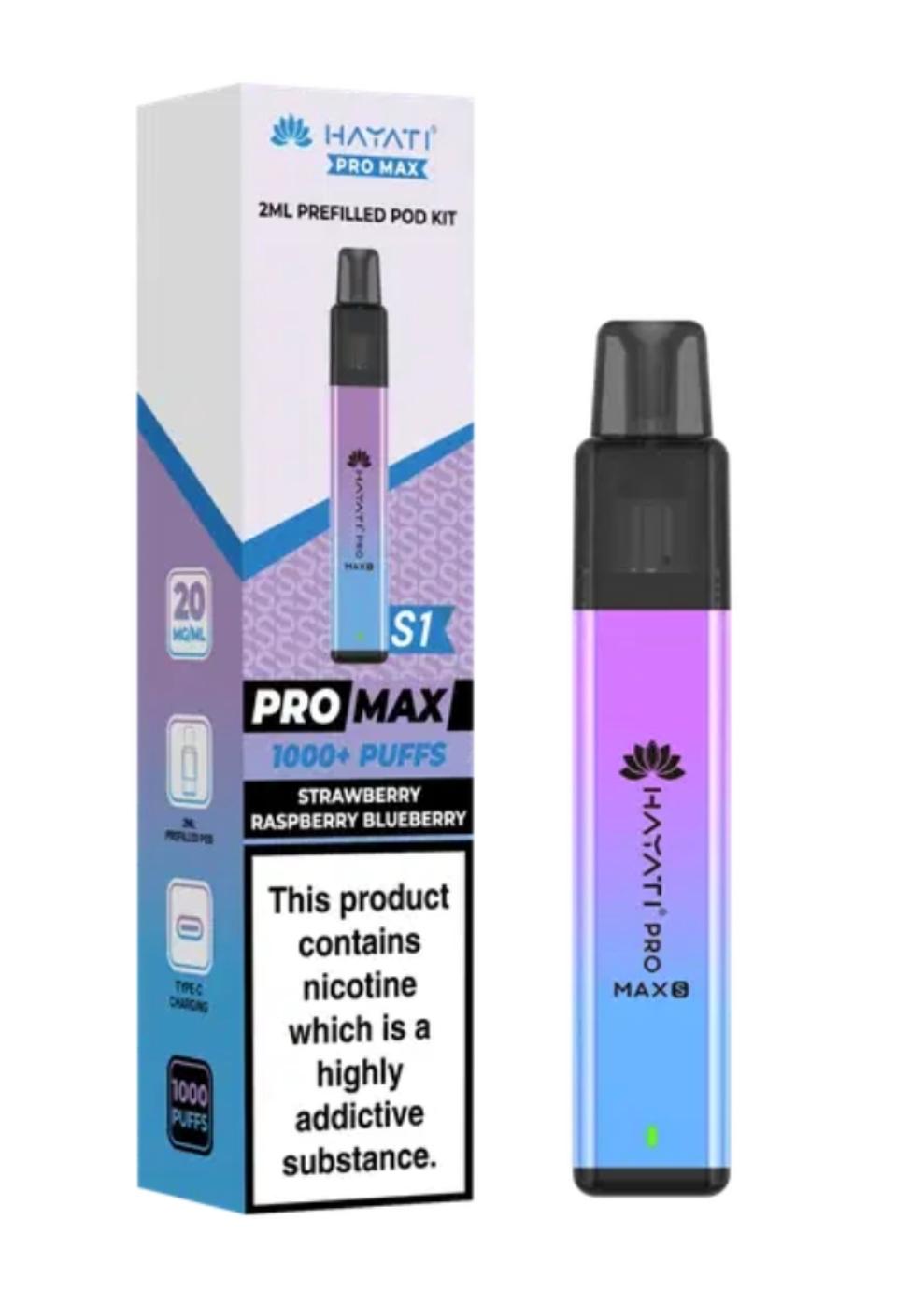 Hayati Pro Max S1 Prefilled Pod Kit – Strawberry Raspberry Blueberry (1000+ Puffs)