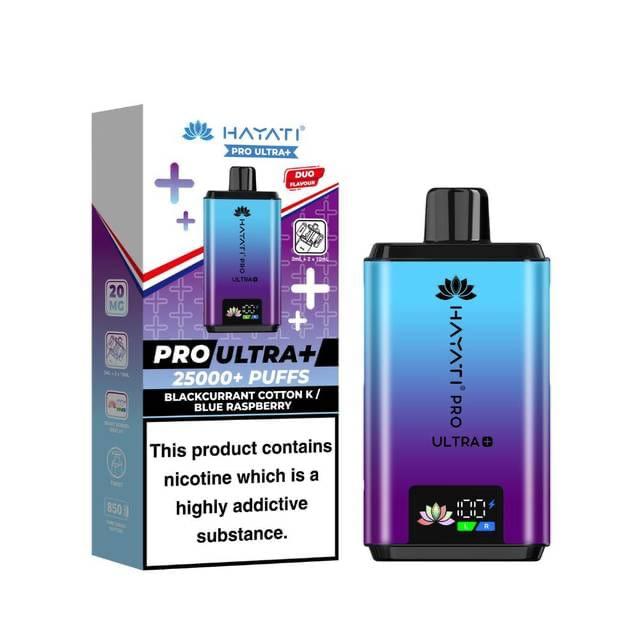 Hayati Pro Ultra+ 25000 Puffs Disposable Vape | Blackcurrant Cotton Candy / Blue Raspberry (20mg)