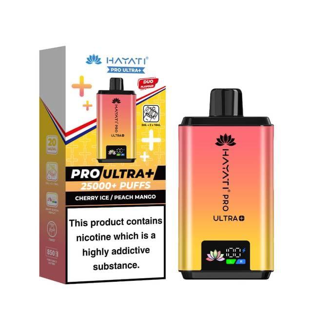 Hayati Pro Ultra+ 25000 Puffs Disposable Vape | Cherry Ice / Peach Mango (20mg)