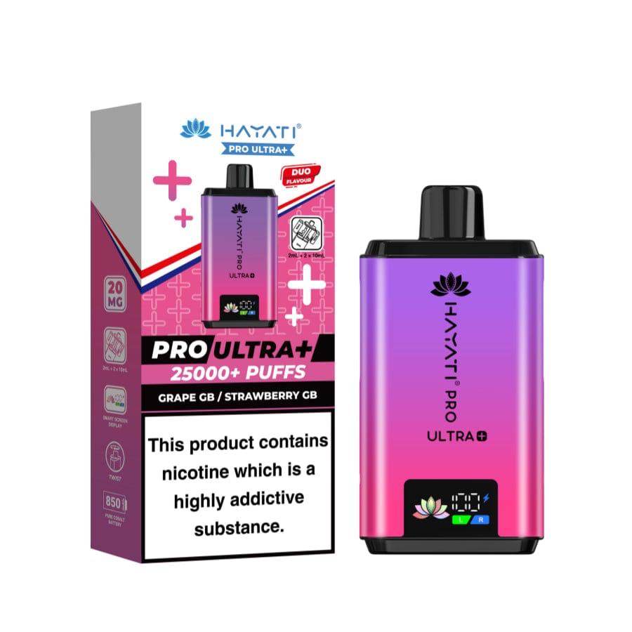 Hayati Pro Ultra+ 25000 Puffs Disposable Vape | Grape Bubblegum / Strawberry Bubblegum (20mg)