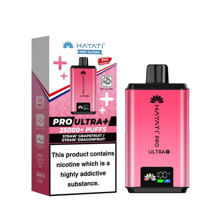 Hayati Pro Ultra+ 25000+ Puffs Disposable Vape | Straw' Grapefruit & Straw' Dragonfruit | Duo Flavor Edition