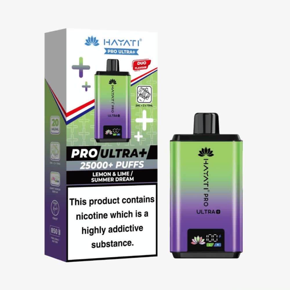 Hayati Pro Ultra+ 25000+ Puffs Disposable Vape | Lemon & Lime & Summer Dream | Duo Flavor Edition