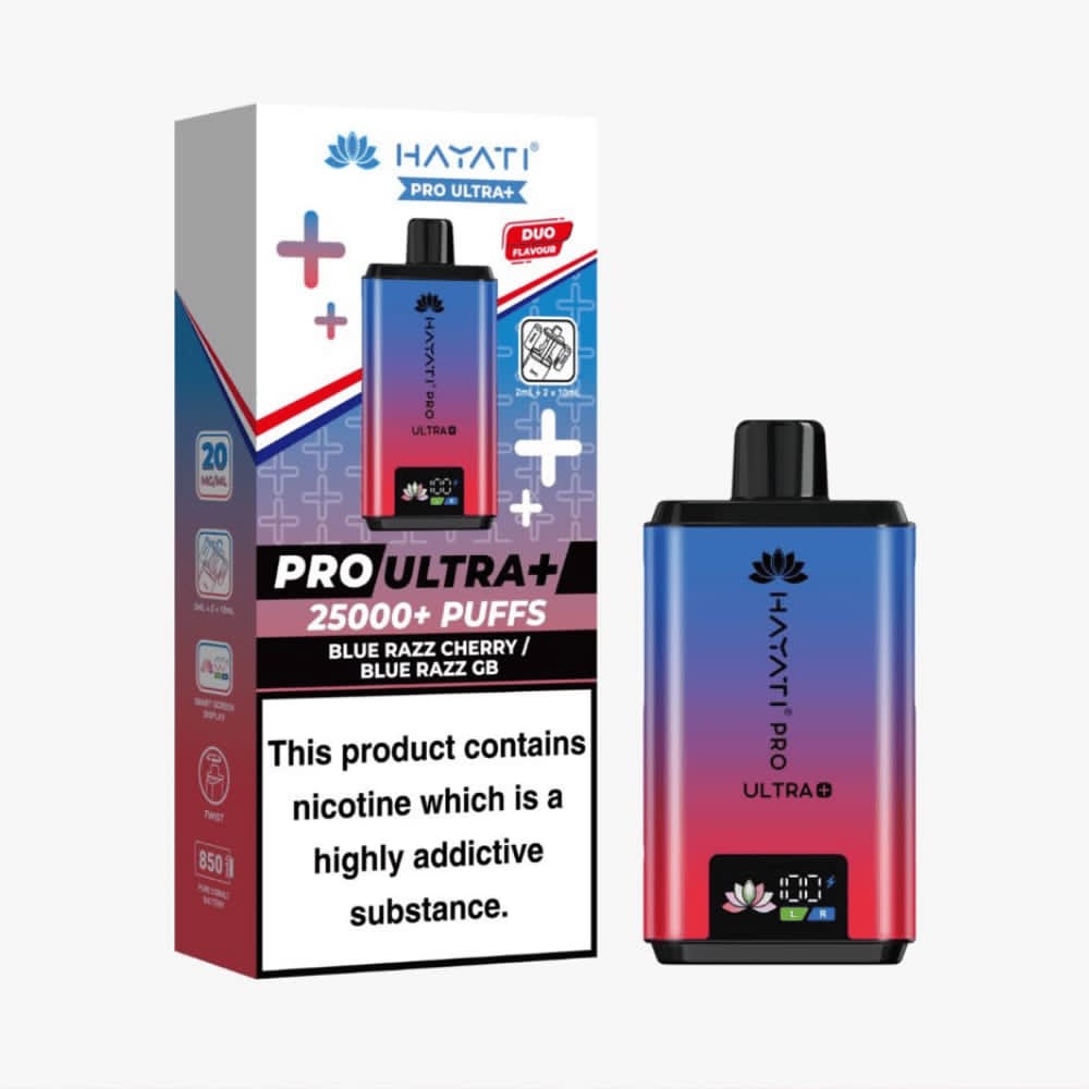 Hayati Pro Ultra+ 25000+ Puffs Disposable Vape – Duo Flavor (Blue Razz Cherry / Blue Razz GB)