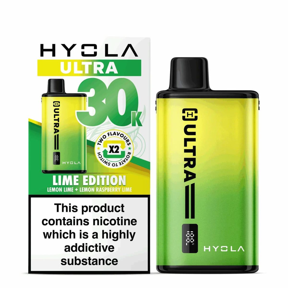 Hyola Ultra 30K Disposable Vape – Lime Edition (Lemon Lime / Lemon Raspberry Lime) – 30000 Puffs