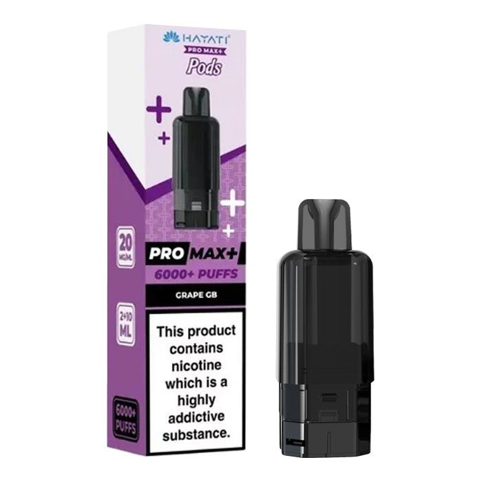 Hayati Pro Max+ 6000+ Puffs Replacement Pods – Grape GB (20mg)