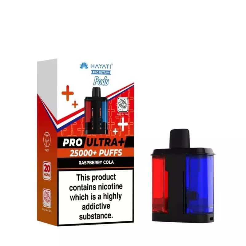 Hayati Pro Ultra+ 25000+ Puffs Pods – Raspberry Cola (20mg)