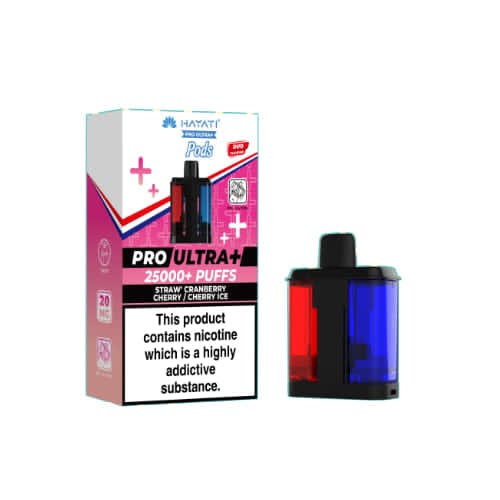 Hayati Pro Ultra+ 25000+ Puffs Pods – Straw' Cranberry Cherry / Cherry Ice (20mg)
