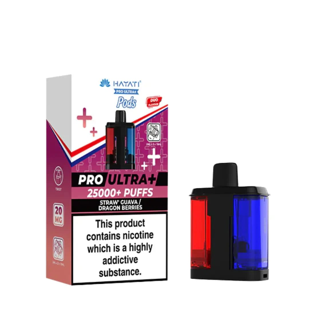 Hayati Pro Ultra+ 25000+ Puffs Pods – Straw' Guava / Dragon Berries (20mg)